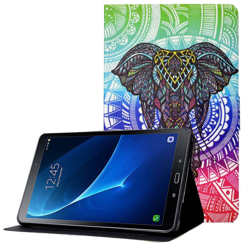 For Samsung Galaxy Tab A 10.1 (2016) T580 / T585 Shockproof Pattern Printing Cover PU Leather Stand Case with Card Slots