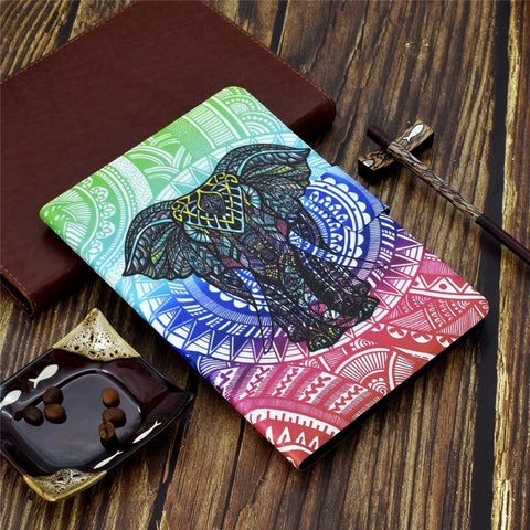 For Samsung Galaxy Tab A 10.1 (2016) T580 / T585 Shockproof Pattern Printing Cover PU Leather Stand Case with Card Slots