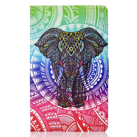 For Samsung Galaxy Tab A 10.1 (2016) T580 / T585 Shockproof Pattern Printing Cover PU Leather Stand Case with Card Slots
