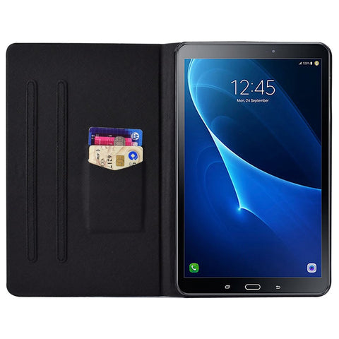 For Samsung Galaxy Tab A 10.1 (2016) T580 / T585 Shockproof Pattern Printing Cover PU Leather Stand Case with Card Slots