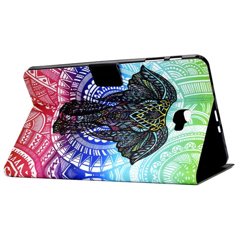For Samsung Galaxy Tab A 10.1 (2016) T580 / T585 Shockproof Pattern Printing Cover PU Leather Stand Case with Card Slots