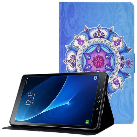 For Samsung Galaxy Tab A 10.1 (2016) T580 / T585 Shockproof Pattern Printing Cover PU Leather Stand Case with Card Slots