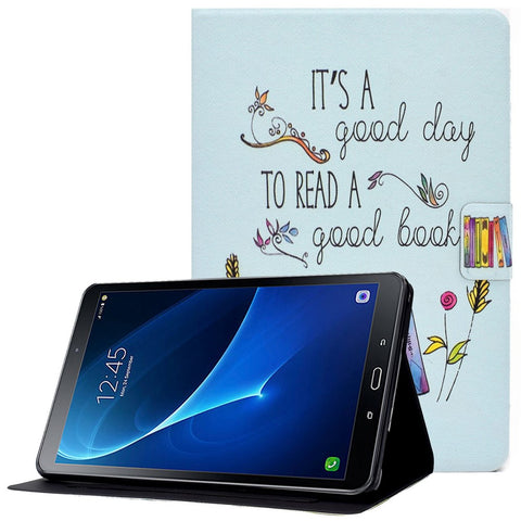For Samsung Galaxy Tab A 10.1 (2016) T580 / T585 Shockproof Pattern Printing Cover PU Leather Stand Case with Card Slots