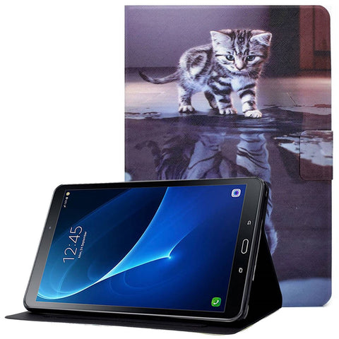 For Samsung Galaxy Tab A 10.1 (2016) T580 / T585 Shockproof Pattern Printing Cover PU Leather Stand Case with Card Slots