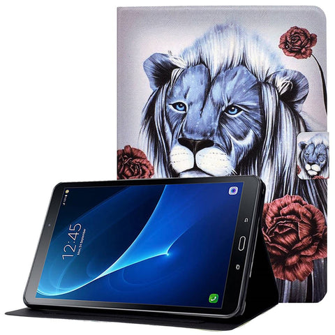 For Samsung Galaxy Tab A 10.1 (2016) T580 / T585 Shockproof Pattern Printing Cover PU Leather Stand Case with Card Slots