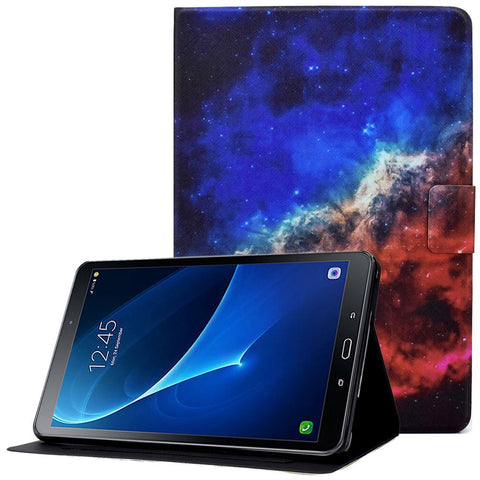 For Samsung Galaxy Tab A 10.1 (2016) T580 / T585 Shockproof Pattern Printing Cover PU Leather Stand Case with Card Slots