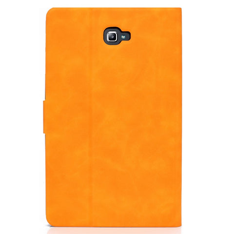 For Samsung Galaxy Tab A 10.1 (2016) (T580 / T585) Calf Texture PU Leather Tablet Case Shockproof Solid Color Foldable Stand Cover with Card Holder