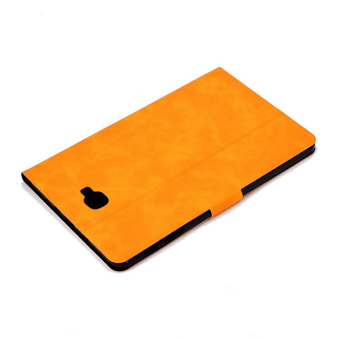 For Samsung Galaxy Tab A 10.1 (2016) (T580 / T585) Calf Texture PU Leather Tablet Case Shockproof Solid Color Foldable Stand Cover with Card Holder