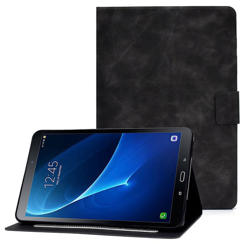For Samsung Galaxy Tab A 10.1 (2016) (T580 / T585) Calf Texture PU Leather Tablet Case Shockproof Solid Color Foldable Stand Cover with Card Holder