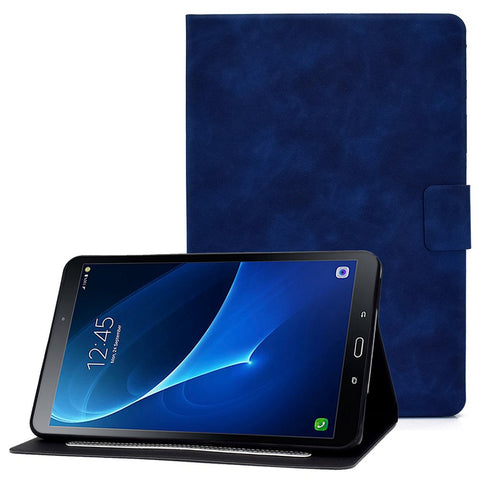 For Samsung Galaxy Tab A 10.1 (2016) (T580 / T585) Calf Texture PU Leather Tablet Case Shockproof Solid Color Foldable Stand Cover with Card Holder