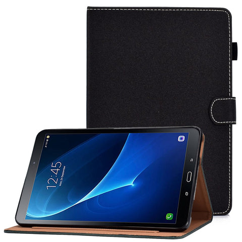 For Samsung Galaxy Tab A 10.1 (2016) (T580 / T585) Stitched PU Leather Case Solid Color Shockproof Cover Magnetic Closure Tablet Case with Stand / Card Slots