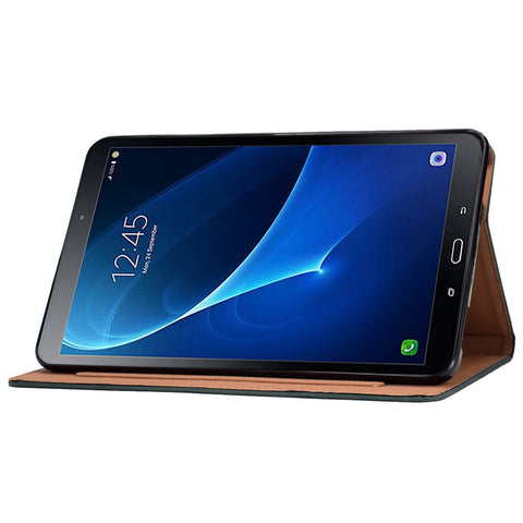 For Samsung Galaxy Tab A 10.1 (2016) (T580 / T585) Stitched PU Leather Case Solid Color Shockproof Cover Magnetic Closure Tablet Case with Stand / Card Slots