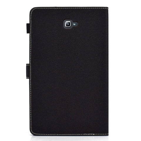 For Samsung Galaxy Tab A 10.1 (2016) (T580 / T585) Stitched PU Leather Case Solid Color Shockproof Cover Magnetic Closure Tablet Case with Stand / Card Slots