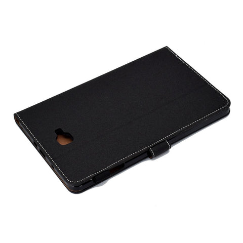 For Samsung Galaxy Tab A 10.1 (2016) (T580 / T585) Stitched PU Leather Case Solid Color Shockproof Cover Magnetic Closure Tablet Case with Stand / Card Slots
