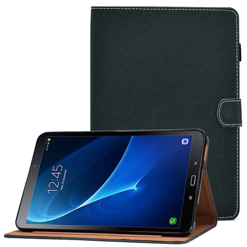 For Samsung Galaxy Tab A 10.1 (2016) (T580 / T585) Stitched PU Leather Case Solid Color Shockproof Cover Magnetic Closure Tablet Case with Stand / Card Slots