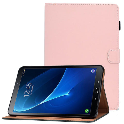 For Samsung Galaxy Tab A 10.1 (2016) (T580 / T585) Stitched PU Leather Case Solid Color Shockproof Cover Magnetic Closure Tablet Case with Stand / Card Slots