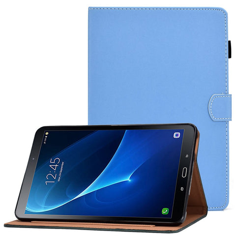 For Samsung Galaxy Tab A 10.1 (2016) (T580 / T585) Stitched PU Leather Case Solid Color Shockproof Cover Magnetic Closure Tablet Case with Stand / Card Slots