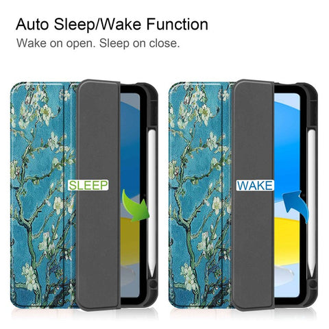 For iPad (2025) / 10.9 (2022) Pattern Printed Case PU Leather Smart Sleep Tablet Cover with Pen Slot