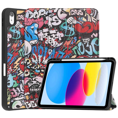 For iPad (2025) / 10.9 (2022) Pattern Printed Case PU Leather Smart Sleep Tablet Cover with Pen Slot