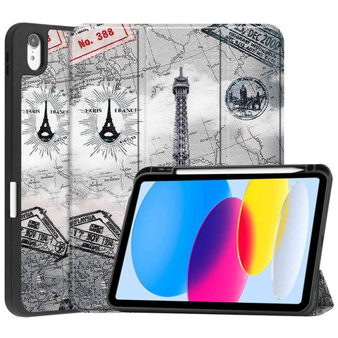For iPad (2025) / 10.9 (2022) Pattern Printed Case PU Leather Smart Sleep Tablet Cover with Pen Slot