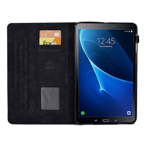 For Samsung Galaxy Tab A 10.1 (2016) (T580 / T585) Auto Wake / Sleep Shockproof Case Pattern Imprinted Anti-Drop Case Solid Color Tablet Leather Cover with Card Slots / Stand