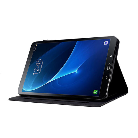 For Samsung Galaxy Tab A 10.1 (2016) (T580 / T585) Auto Wake / Sleep Shockproof Case Pattern Imprinted Anti-Drop Case Solid Color Tablet Leather Cover with Card Slots / Stand