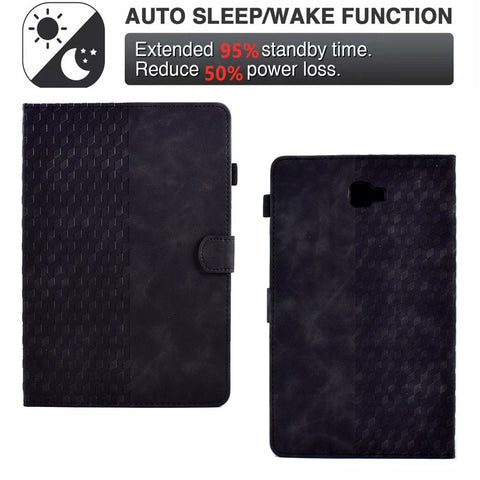 For Samsung Galaxy Tab A 10.1 (2016) (T580 / T585) Auto Wake / Sleep Shockproof Case Pattern Imprinted Anti-Drop Case Solid Color Tablet Leather Cover with Card Slots / Stand