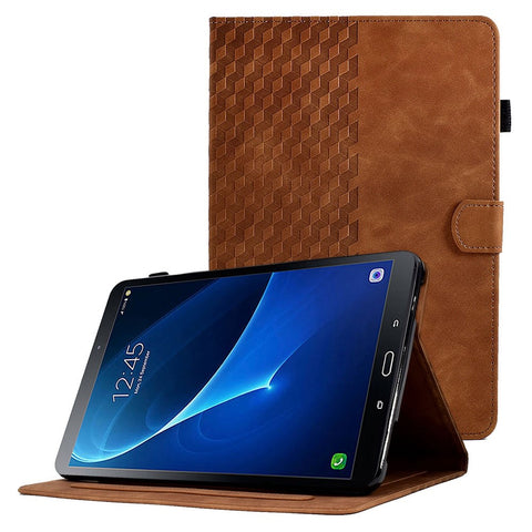 For Samsung Galaxy Tab A 10.1 (2016) (T580 / T585) Auto Wake / Sleep Shockproof Case Pattern Imprinted Anti-Drop Case Solid Color Tablet Leather Cover with Card Slots / Stand