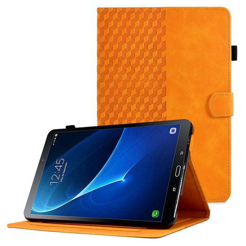 For Samsung Galaxy Tab A 10.1 (2016) (T580 / T585) Auto Wake / Sleep Shockproof Case Pattern Imprinted Anti-Drop Case Solid Color Tablet Leather Cover with Card Slots / Stand