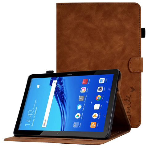 For Huawei MediaPad T5 10.1 Pattern Imprinted Smart Tablet  Case PU Leather Card Slots Folio Stand Cover with Pencil Holder