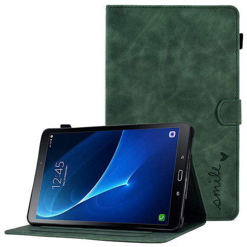 For Samsung Galaxy Tab A 10.1 (2016) T580 Smart Tablet Case Imprinted Pattern Leather Dustproof Solid Color Stand Cover with Card Slots