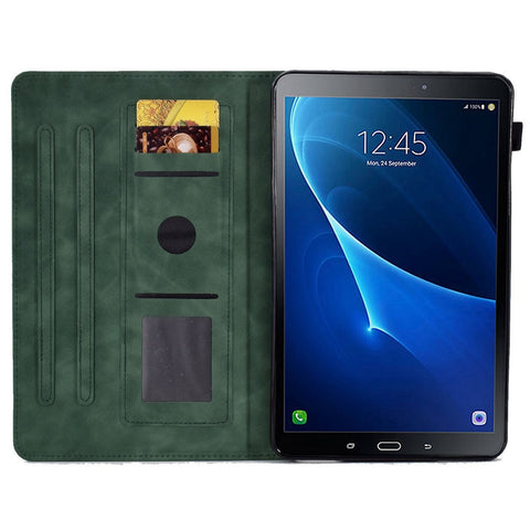 For Samsung Galaxy Tab A 10.1 (2016) T580 Smart Tablet Case Imprinted Pattern Leather Dustproof Solid Color Stand Cover with Card Slots