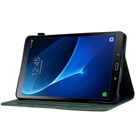 For Samsung Galaxy Tab A 10.1 (2016) T580 Smart Tablet Case Imprinted Pattern Leather Dustproof Solid Color Stand Cover with Card Slots