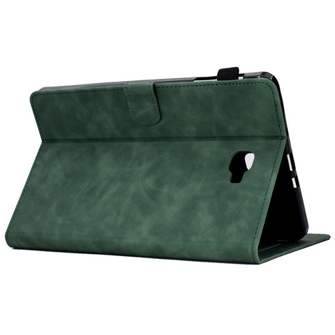 For Samsung Galaxy Tab A 10.1 (2016) T580 Smart Tablet Case Imprinted Pattern Leather Dustproof Solid Color Stand Cover with Card Slots