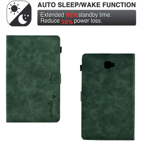 For Samsung Galaxy Tab A 10.1 (2016) T580 Smart Tablet Case Imprinted Pattern Leather Dustproof Solid Color Stand Cover with Card Slots