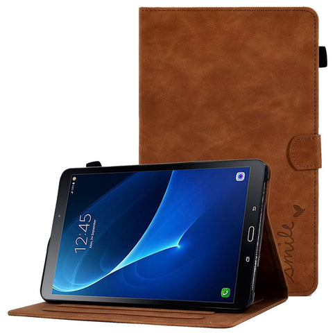 For Samsung Galaxy Tab A 10.1 (2016) T580 Smart Tablet Case Imprinted Pattern Leather Dustproof Solid Color Stand Cover with Card Slots