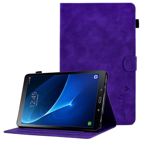 For Samsung Galaxy Tab A 10.1 (2016) T580 Smart Tablet Case Imprinted Pattern Leather Dustproof Solid Color Stand Cover with Card Slots