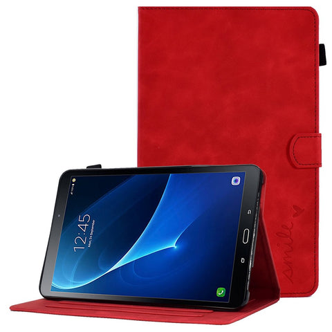 For Samsung Galaxy Tab A 10.1 (2016) T580 Smart Tablet Case Imprinted Pattern Leather Dustproof Solid Color Stand Cover with Card Slots