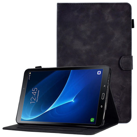 For Samsung Galaxy Tab A 10.1 (2016) T580 Smart Tablet Case Imprinted Pattern Leather Dustproof Solid Color Stand Cover with Card Slots