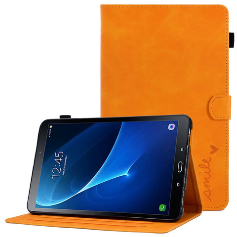 For Samsung Galaxy Tab A 10.1 (2016) T580 Smart Tablet Case Imprinted Pattern Leather Dustproof Solid Color Stand Cover with Card Slots