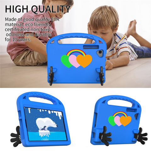 For Huawei MatePad 10.4 (2022) Love Heart Pattern EVA Tablet Anti-drop Case Palm Shape Kickstand Cover with Grip Handle