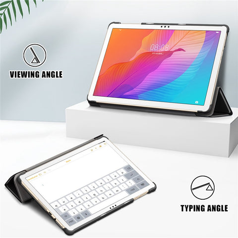 For Honor Pad X8 / X8 Lite / Huawei MatePad T 10 Pattern Printing PU Leather Trifold Stand Cover Fall-proof Tablet Protective Case