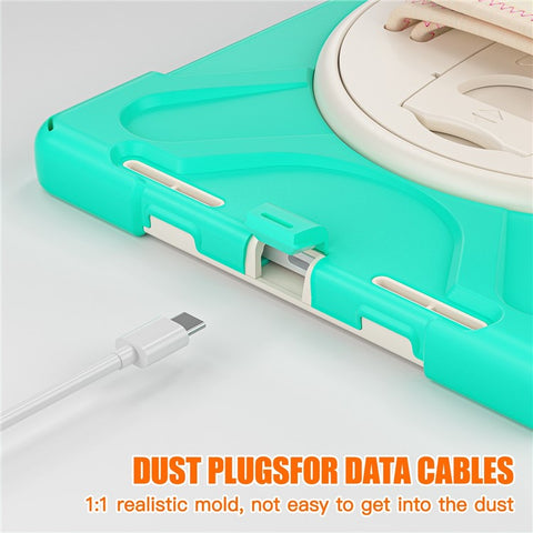 For iPad (2025) / 10.9 (2022) Kickstand PC + Silicone Tablet Case 360 Degree Rotation Hand Strap Shockproof Rugged Protective Cover