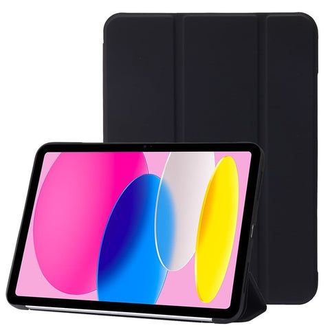 For iPad (2025) / 10.9 (2022) Three-Fold Stand PU Leather + Silicone Cover Tablet Anti-Drop Shockproof Case