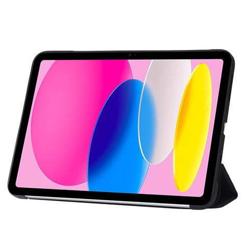 For iPad (2025) / 10.9 (2022) Three-Fold Stand PU Leather + Silicone Cover Tablet Anti-Drop Shockproof Case