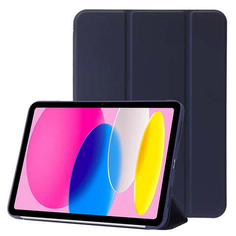 For iPad (2025) / 10.9 (2022) Three-Fold Stand PU Leather + Silicone Cover Tablet Anti-Drop Shockproof Case