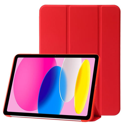 For iPad (2025) / 10.9 (2022) Three-Fold Stand PU Leather + Silicone Cover Tablet Anti-Drop Shockproof Case