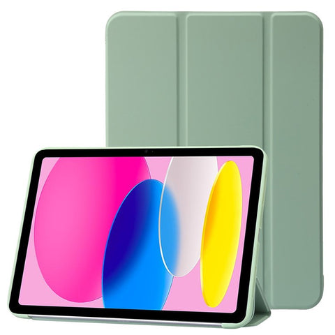 For iPad (2025) / 10.9 (2022) Three-Fold Stand PU Leather + Silicone Cover Tablet Anti-Drop Shockproof Case