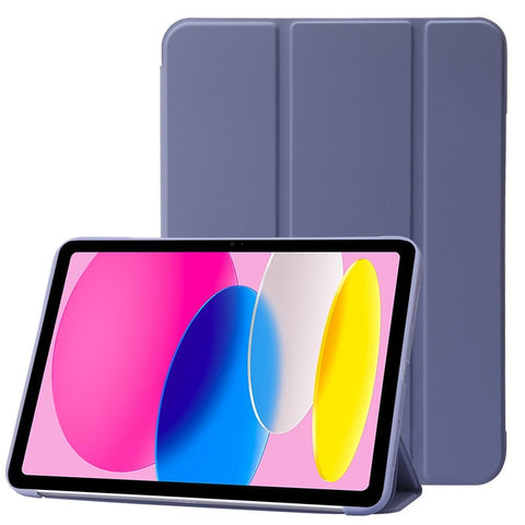 For iPad (2025) / 10.9 (2022) Three-Fold Stand PU Leather + Silicone Cover Tablet Anti-Drop Shockproof Case