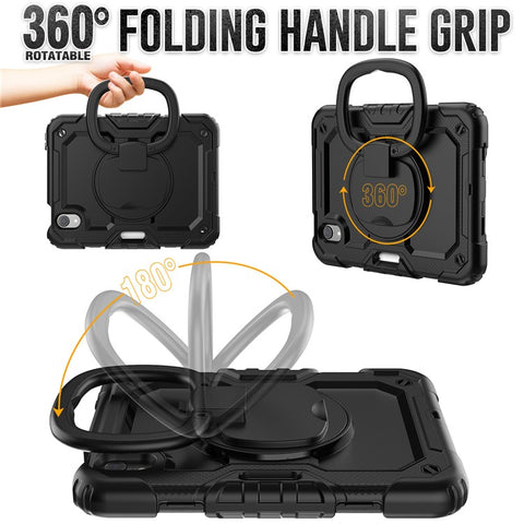 Drop-Proof Case for iPad mini (2024) / mini (2021) Anti-Scratch Tablet Case PC + Silicone Shockproof Cover 360-Degree Rotating Kickstand Case with Shoulder Strap